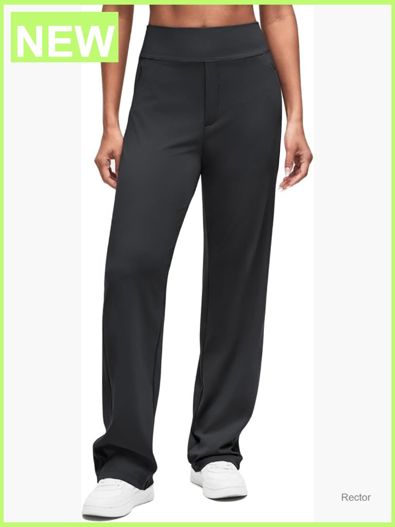 High Waist Yoga Pants With Hidden Zipper Pockets, Work Trousers
